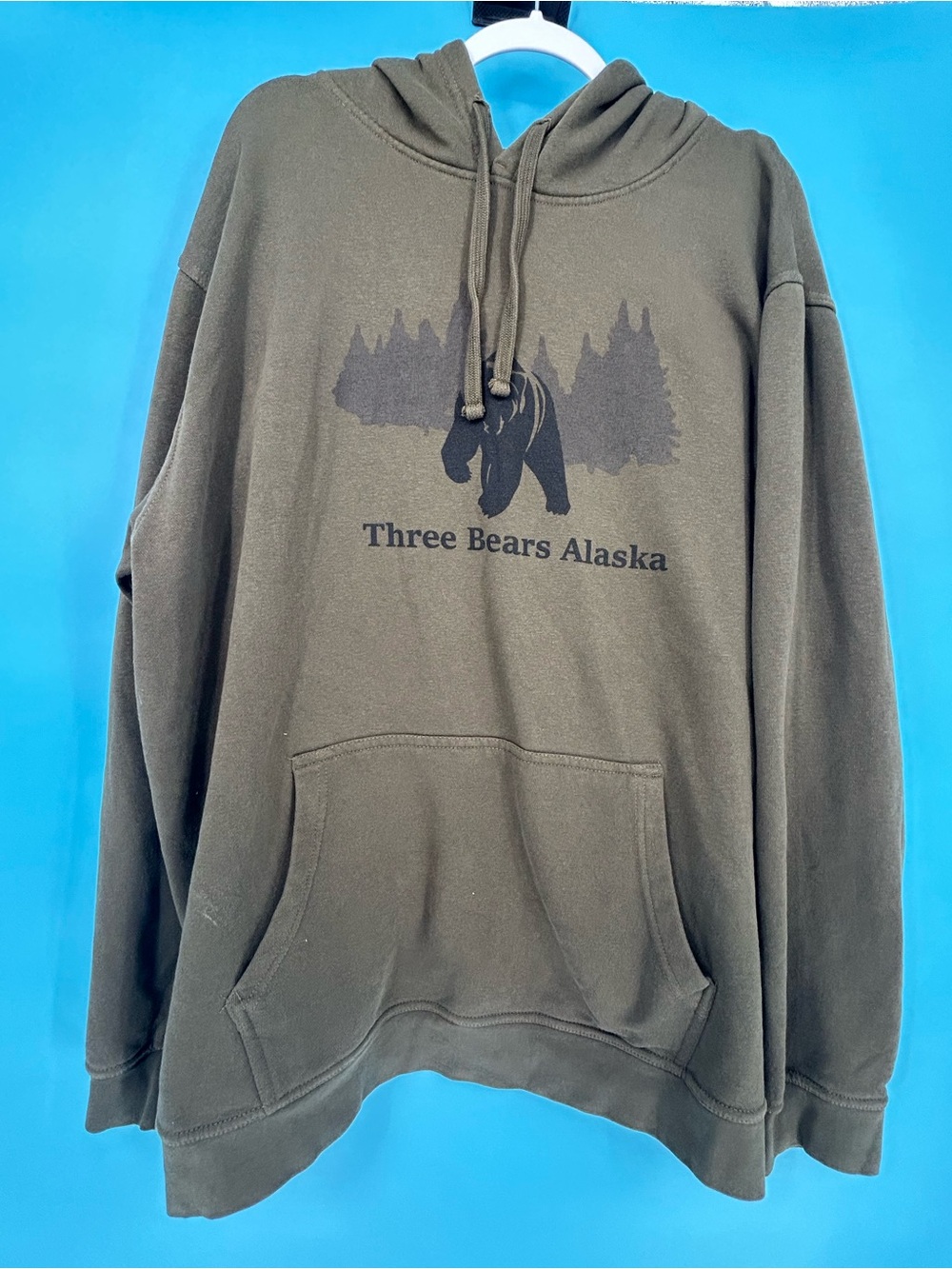 Men's Olive Green‎ Hoodie Three Bears Alaska